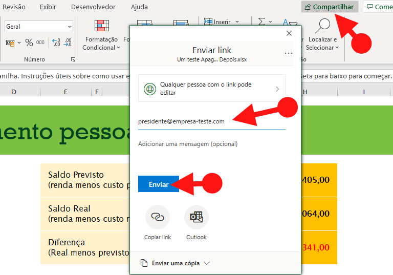 Compartilhar Pasta de Trabalho do Excel