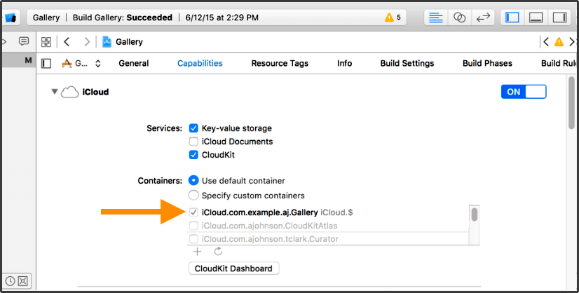 Ativar o iCloud para cloudkit