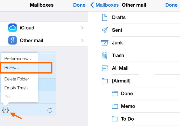Criar regras de e-mail alias no iCloud