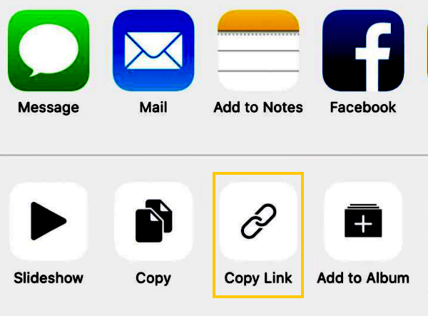 Compartilhar links para fotos do iCloud no iPhone