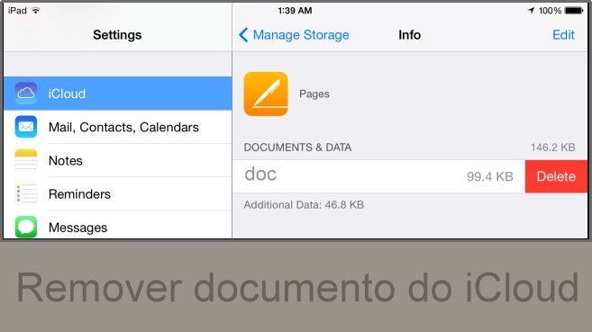 Como remover documentos do iCloud