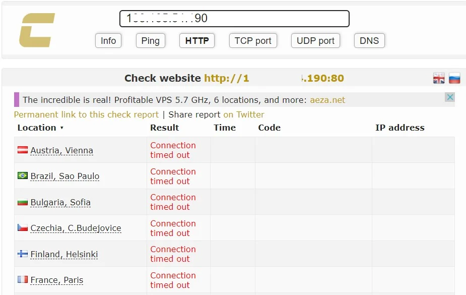 problema de conexão HTTP