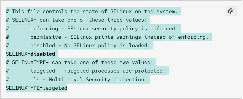 Desabilite SElinux