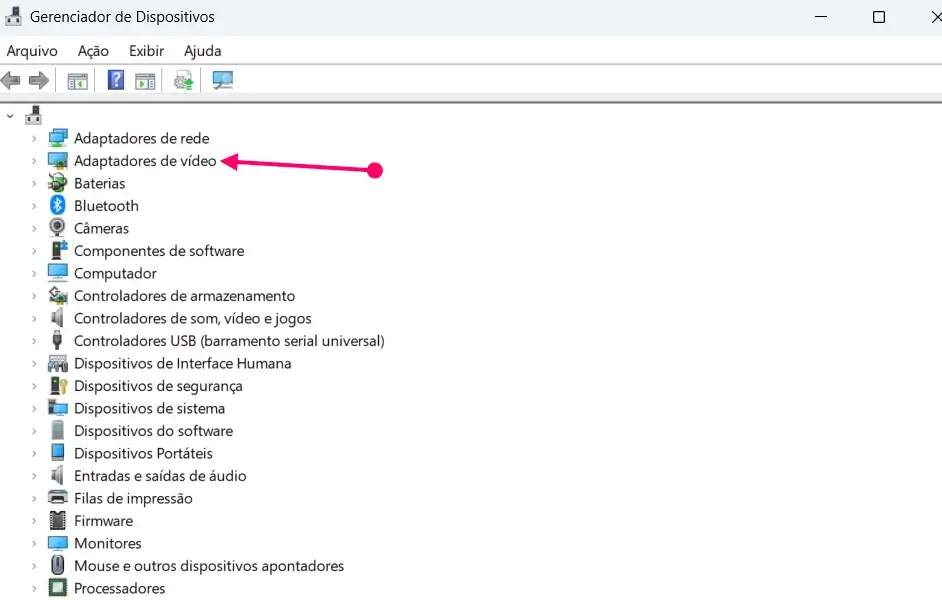 Através do Gerenciador de Dispositivos