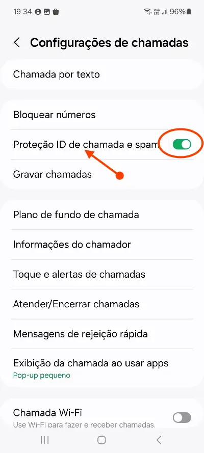 smartphone Android: Configurações de chamada