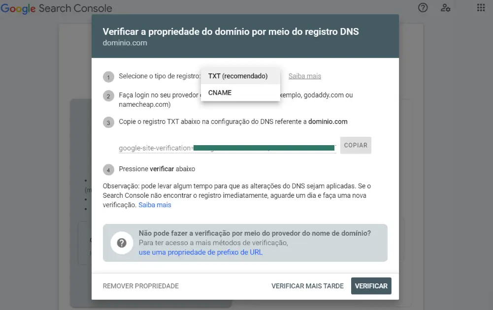 Finalizando para Adicionar seu Site ao Google Search Console