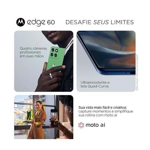 Smartphone Motorola Edge 60 5G - 512GB 12GB Tela Quad-Curve IP68 + IP69 - Verde - Imagem 2